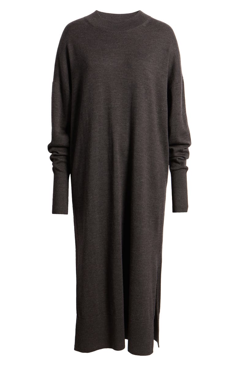 COS Long Sleeve Merino Wool Sweater Dress, Alternate, color, Brown Dark