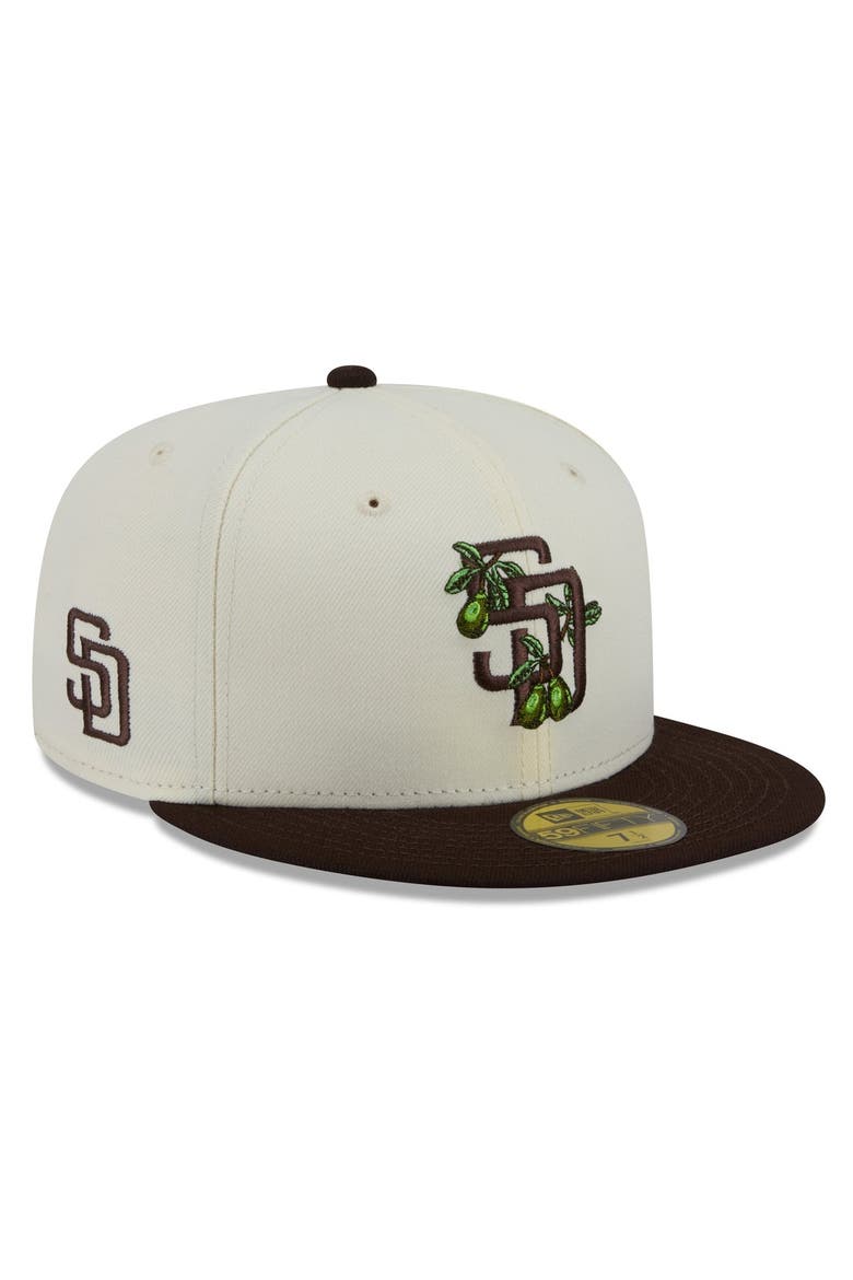 Men's New Era White/Brown San Diego Padres Blossom 59FIFTY Fitted Hat, Main, color, White