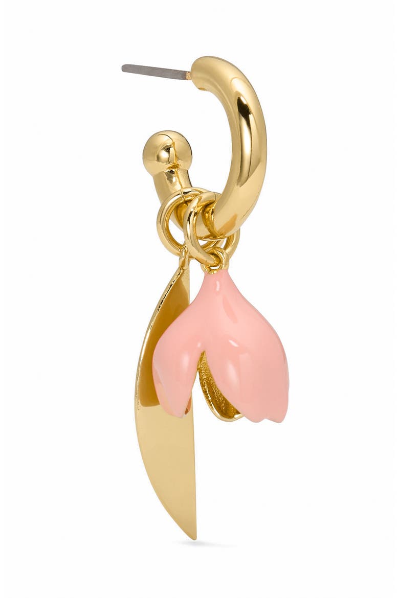 golden bloom flower drop earrings, Alternate, color, PINK.
