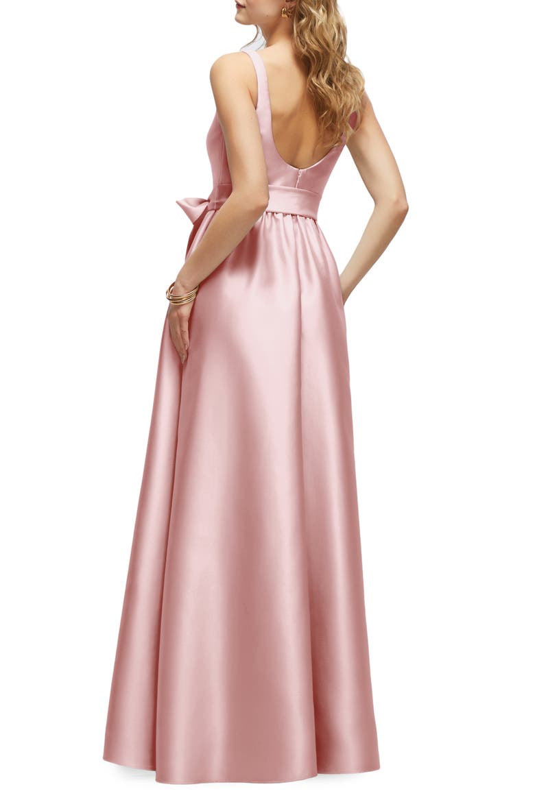Bow Satin Twill Gown, Alternate, color, BALLET PINK