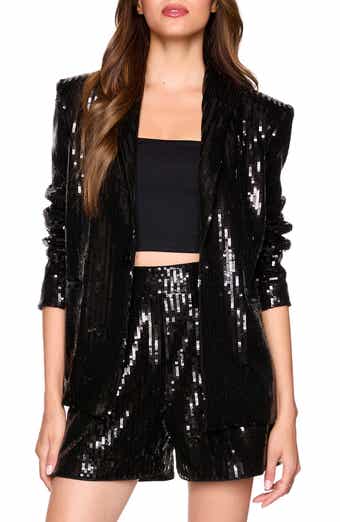 Susana Monaco Single Breasted Square Sequin Blazer