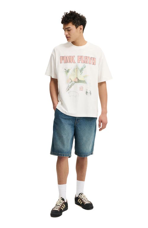 Cotton On Men's Box Fit Premium Music T-Shirt in Vintage White  Pink Floyd - 