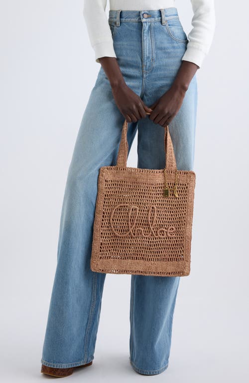 Chloé Summer Banana Embellished Crocheted Embroidered Faux Raffia Tote In Summery Beige