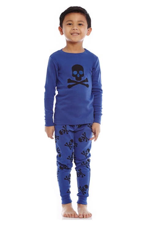 LEVERET Skull & Crossbones 2-Piece Cotton Pajama Set