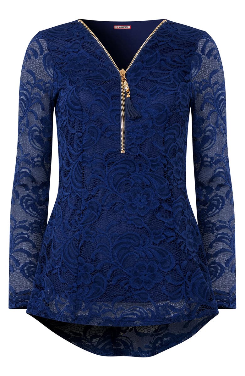 Joe Browns V-Neck Zip Lace Tunic, Alternate, color, Evening Blue