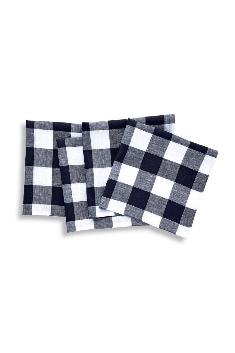 Linen Dinner Napkins Set of 4, 20 x 20" - Buffalo Check, Main, color, Navy and White
