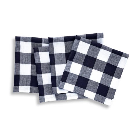 Linen Dinner Napkins Set of 4, 20 x 20" - Buffalo Check