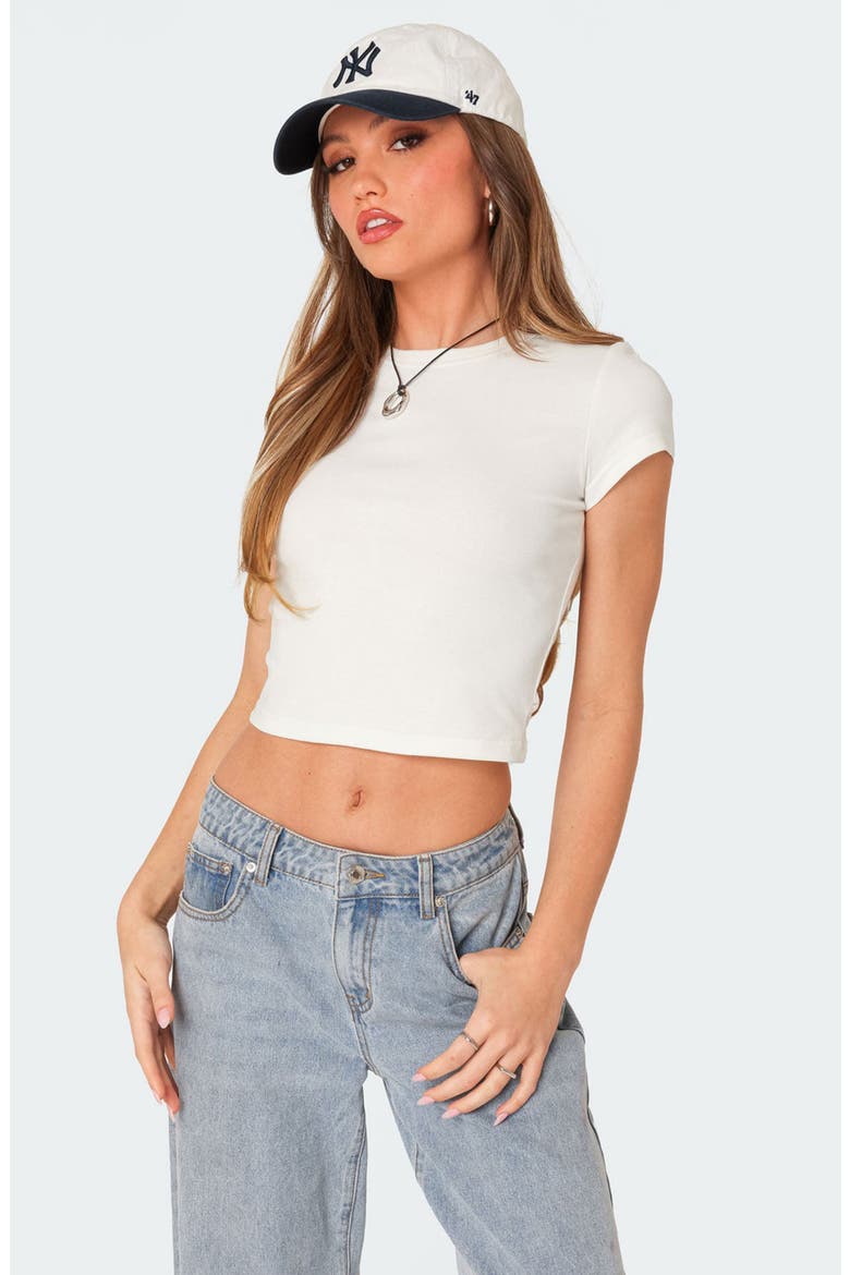 Better Basics Stretch Cotton Crop T-Shirt, Alternate, color, WHITE
