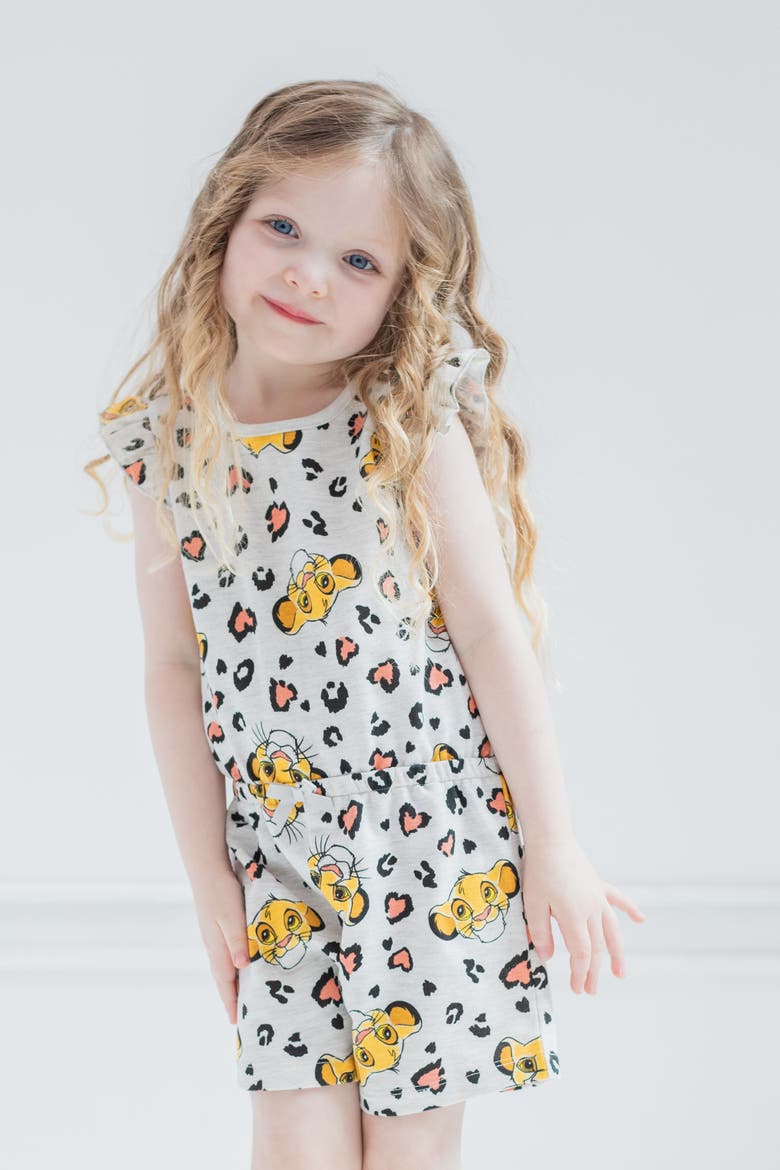 Lion King Simba Sleeveless Skater Romper, Alternate, color, Oatmeal Simba