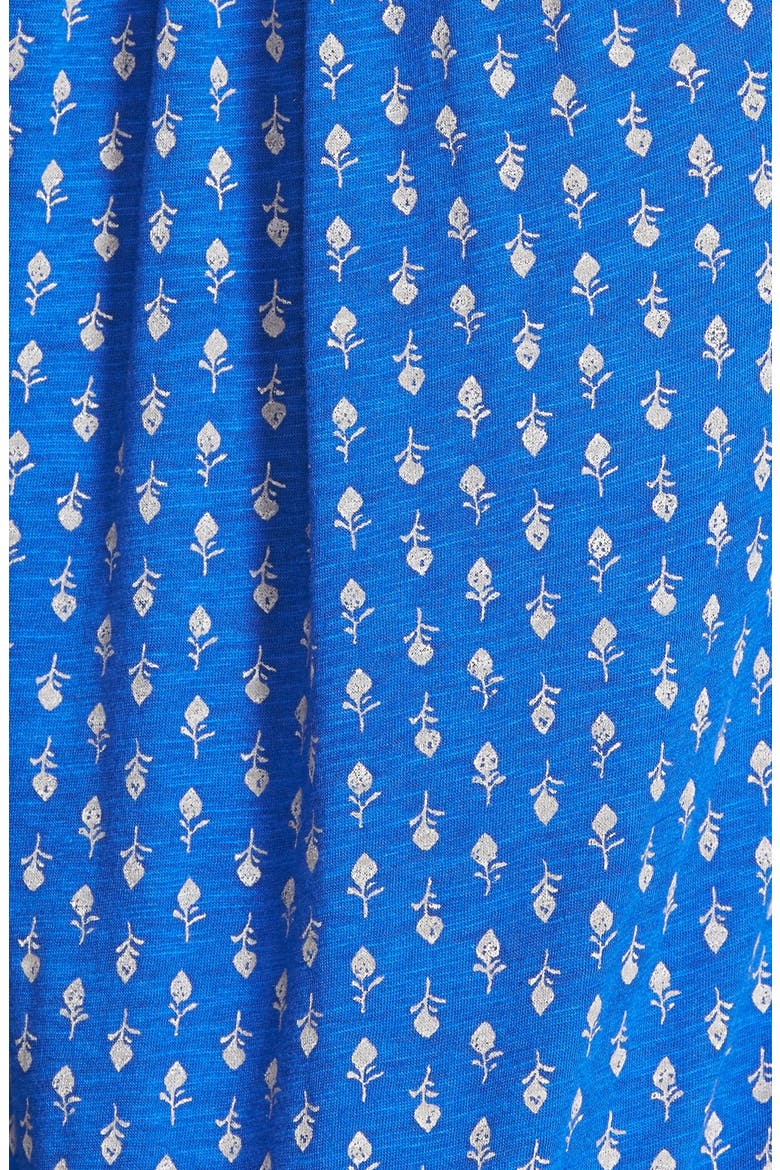 Woodstamp Print Split Neck Top, Alternate, color, VIBRANT BLUE