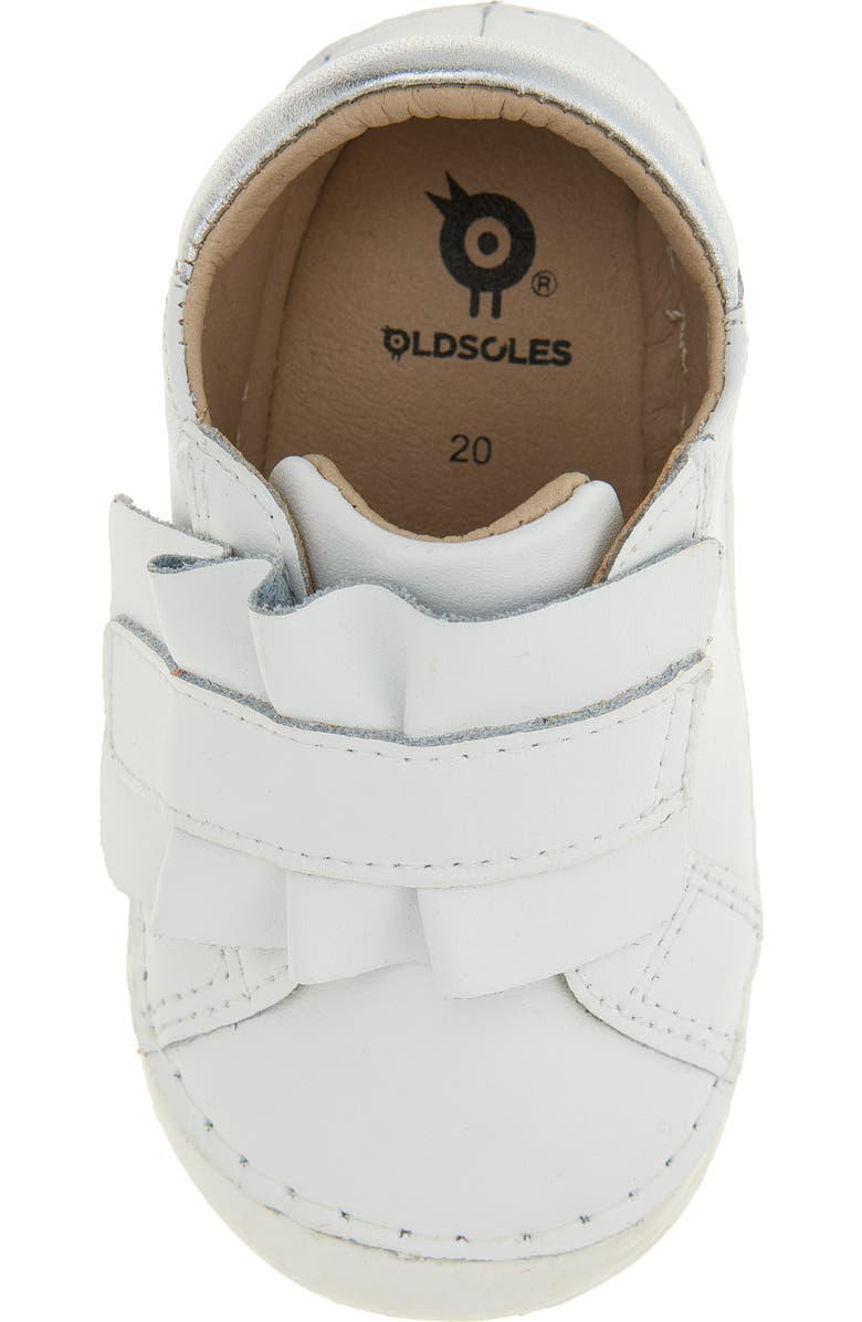 OLD SOLES Kids' Ruffle Strap Leather Sneaker, Alternate, color, Snow / Silver