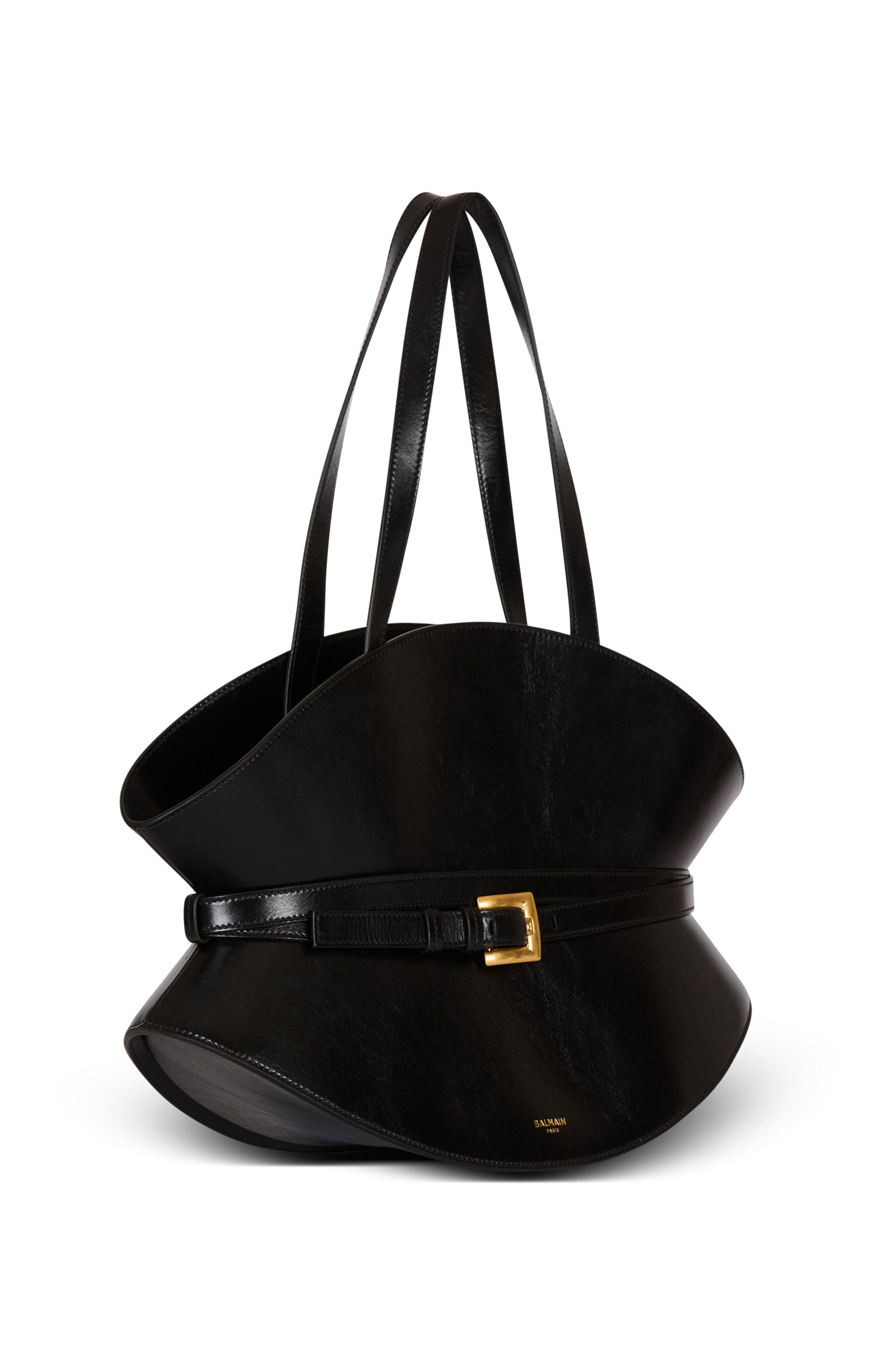Balmain Medium Shuffle bag in calfskin leather, Alternate, color, 