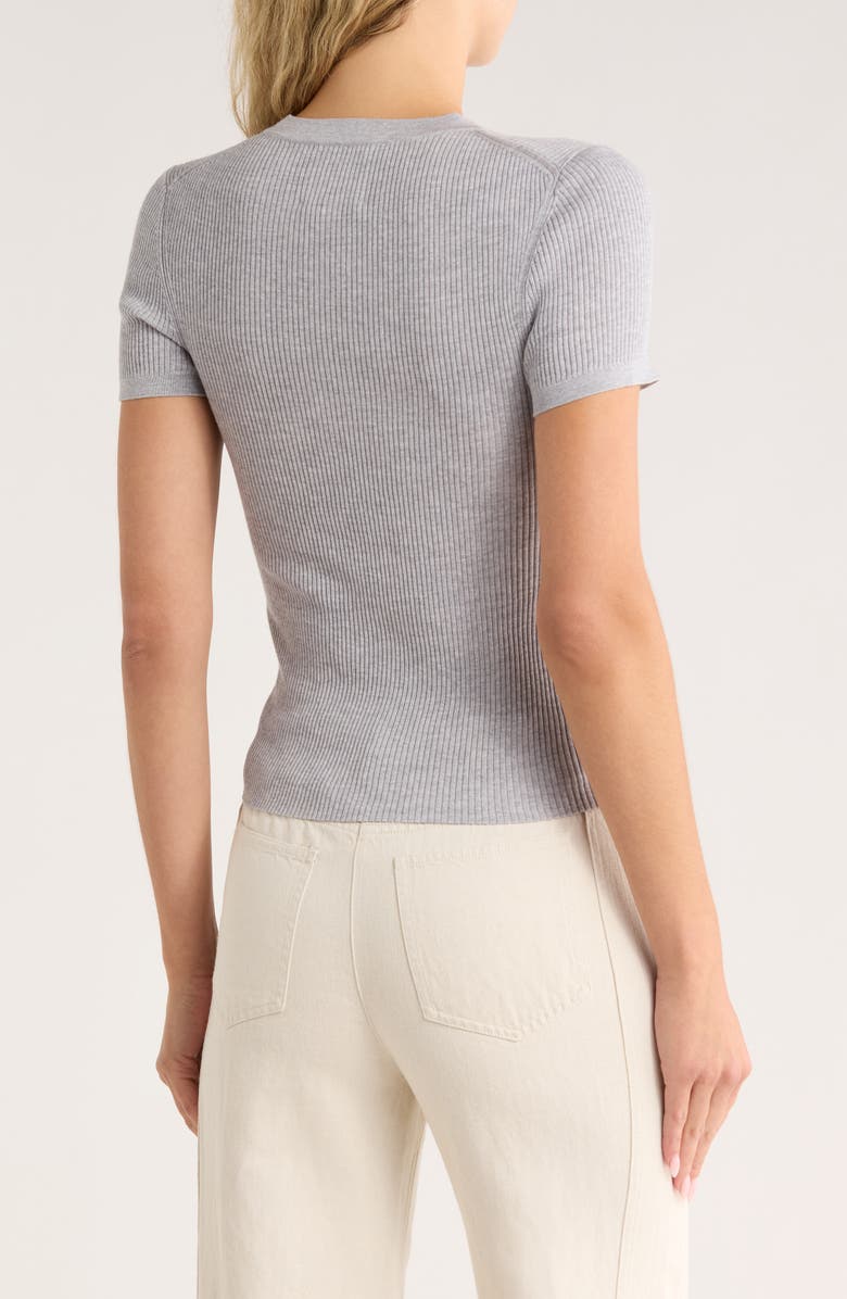 TWP Tease Short Sleeve Wool Sweater, Alternate, color, Light Heather Grey