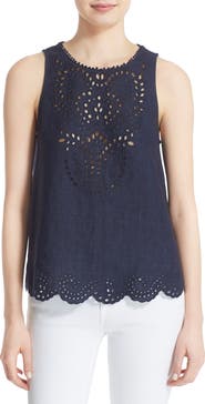 Joie 'Encycllia' Sleeveless Linen Eyelet Top