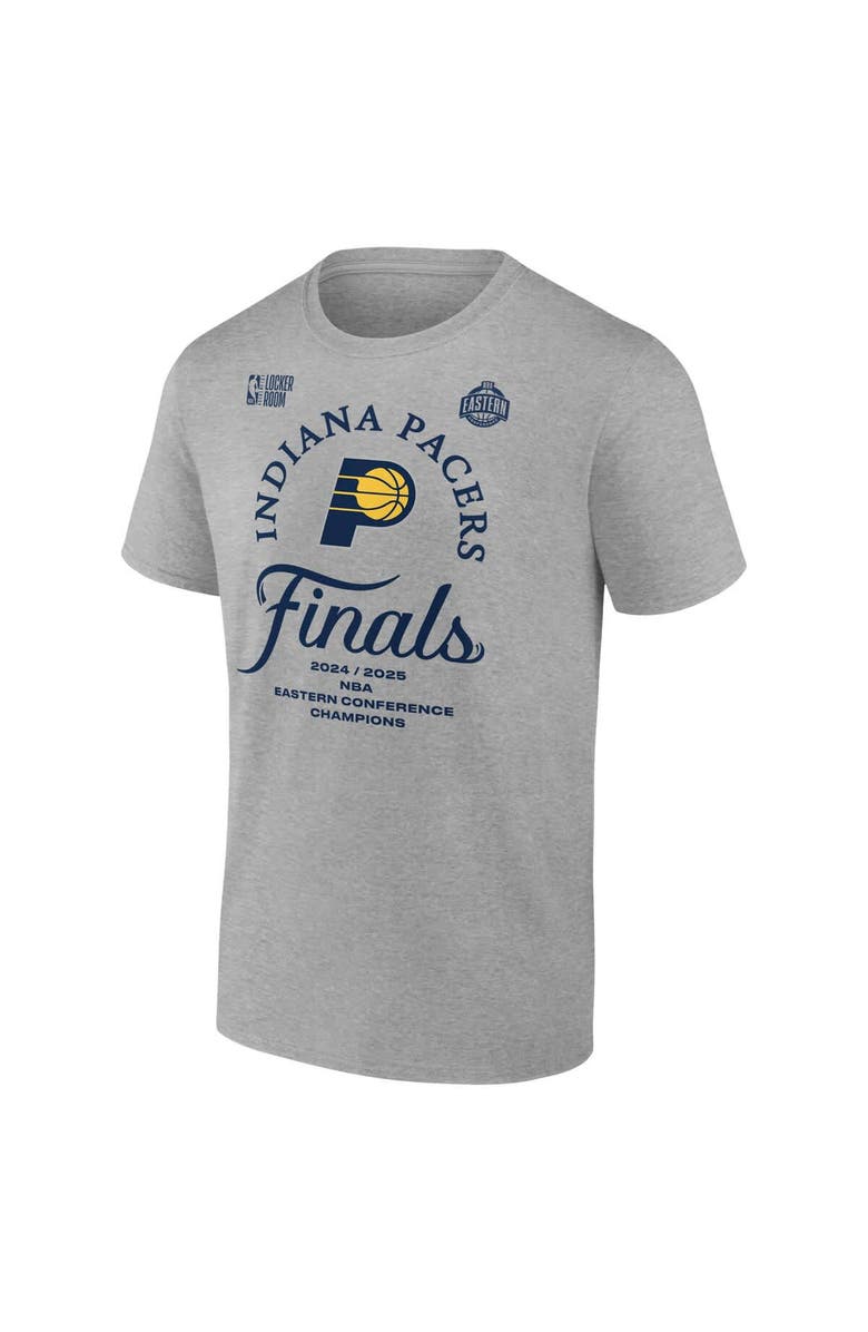 FANATICS Men's Fanatics  Steel Indiana Pacers 2025 Eastern Conference Champions Locker Room T-Shirt, Alternate, color, 