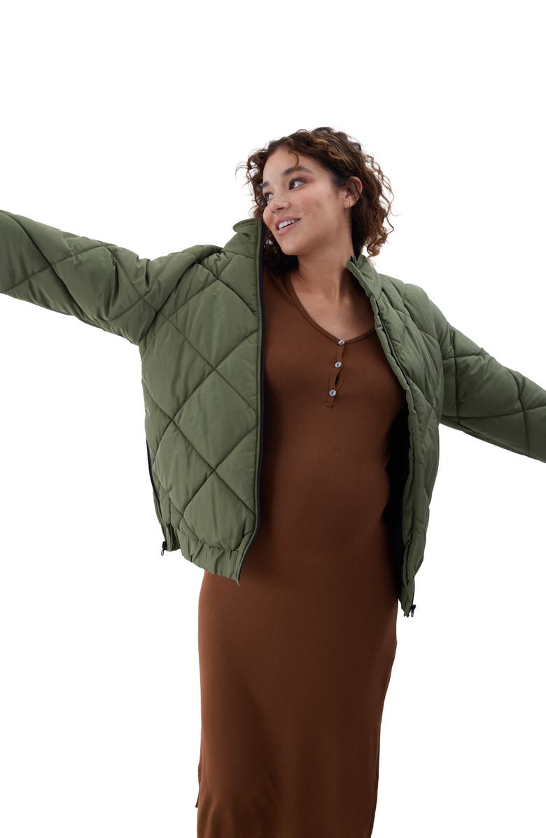 Ingrid & Isabel<sup>®</sup> Maternity Puffer Jacket, Alternate, color, Olivine