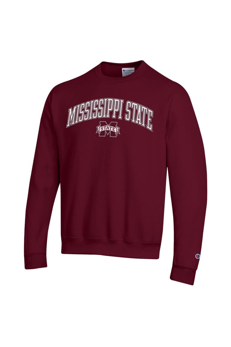 Men's Champion  Maroon Mississippi State Bulldogs Arch Over Logo Pullover Sweatshirt, Alternate, color, Maroon