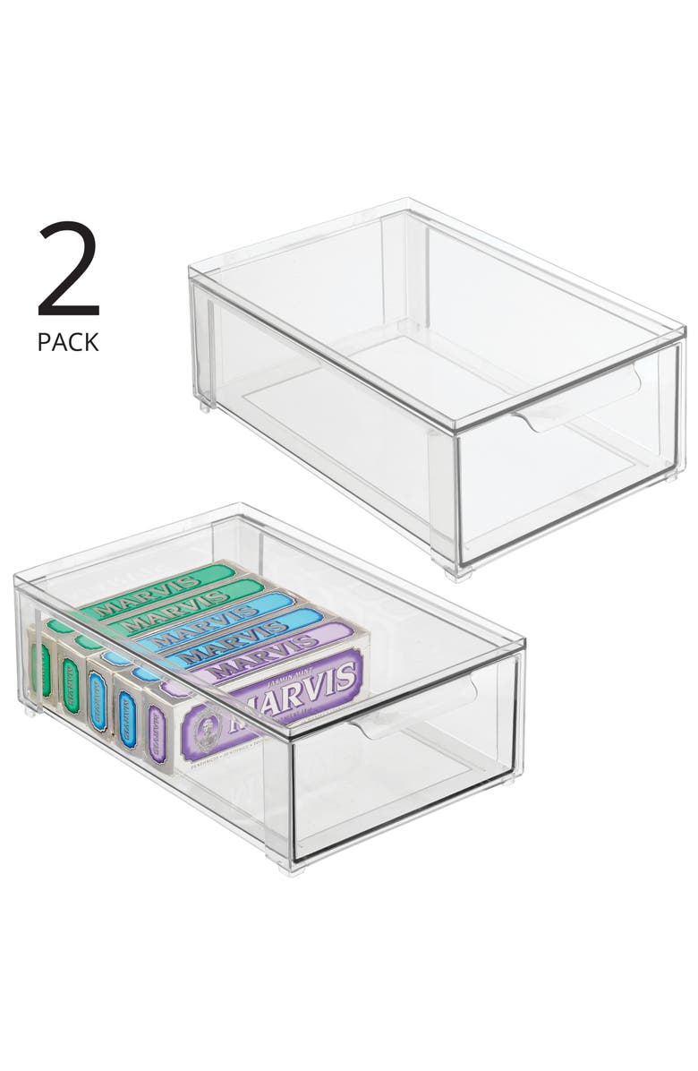 iDesign Stackable Storage Drawer - Pull-Out Sliding Storage Drawer for Kitchen or Pantry - Set of 2 - Clear, Alternate, color, Clear
