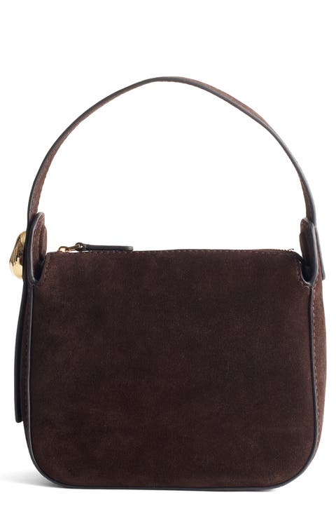The Sculpted Metal Wristlet Suede Handbag