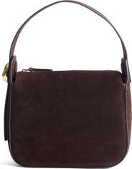 Madewell The Sculpted Metal Wristlet Suede Handbag