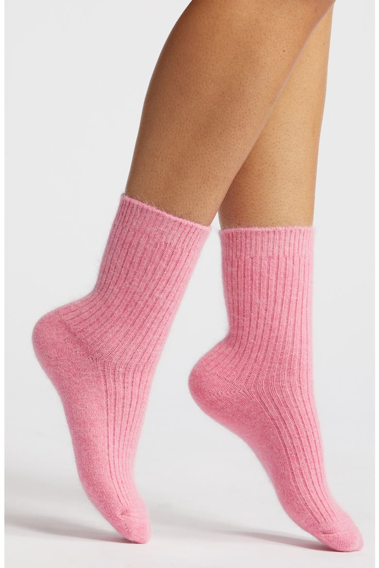 Cashmere Blend Crew Socks, Main, color, MEDIUM PINK