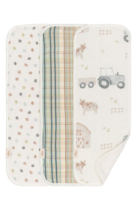 Tractor Assorted 3-Pack Cotton Muslin Burp Cloths (Baby)