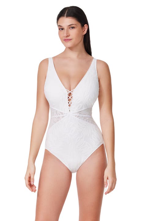 Skyfall Textured V-Neck D-Cup One Piece