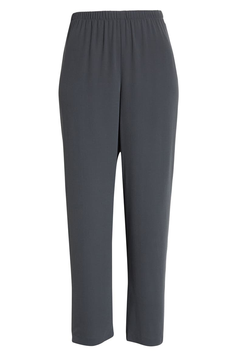 Silk Georgette Crepe Ankle Straight Leg Pants, Alternate, color, GRAPHITE