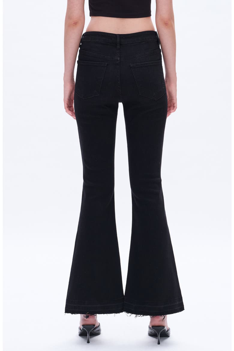 Lauren Ripped High Waist Raw Hem Flare Jeans, Alternate, color, BLACK