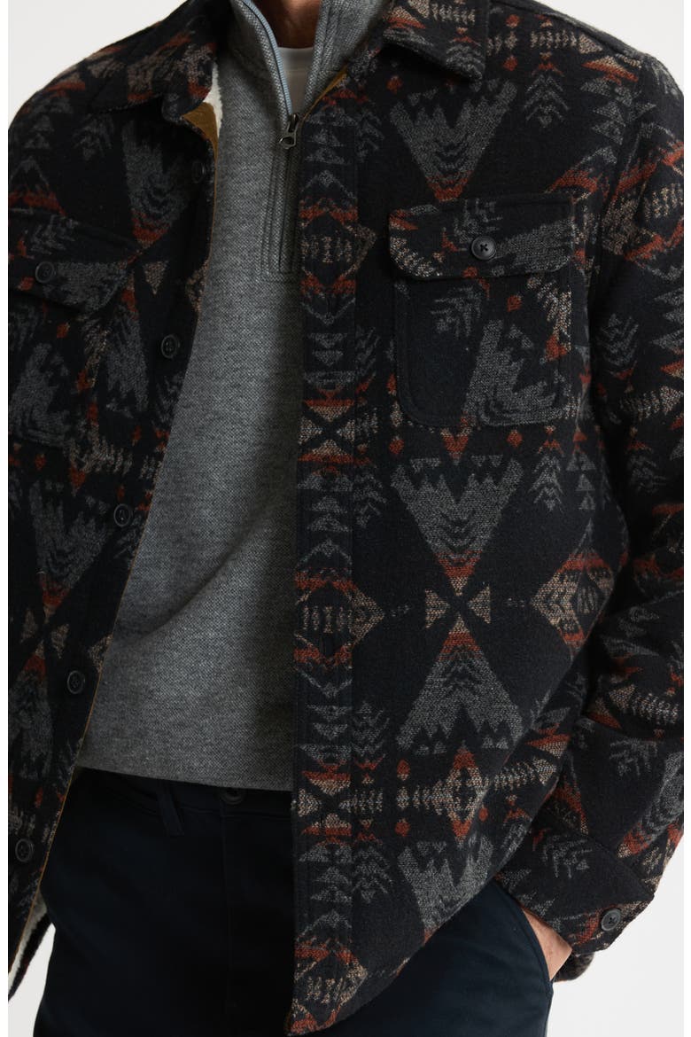 Geometric Jacquard Faux Shearling Lined Jacket, Alternate, color, BLUE MULTI