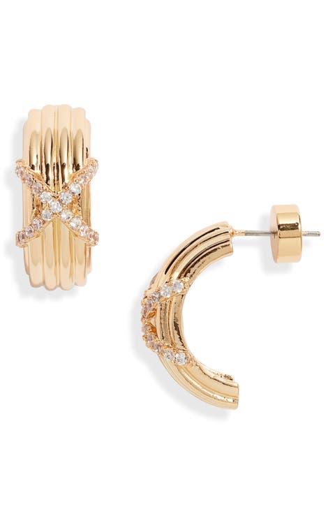 Cubic Zirconia Crisscross Huggie Hoop Earrings