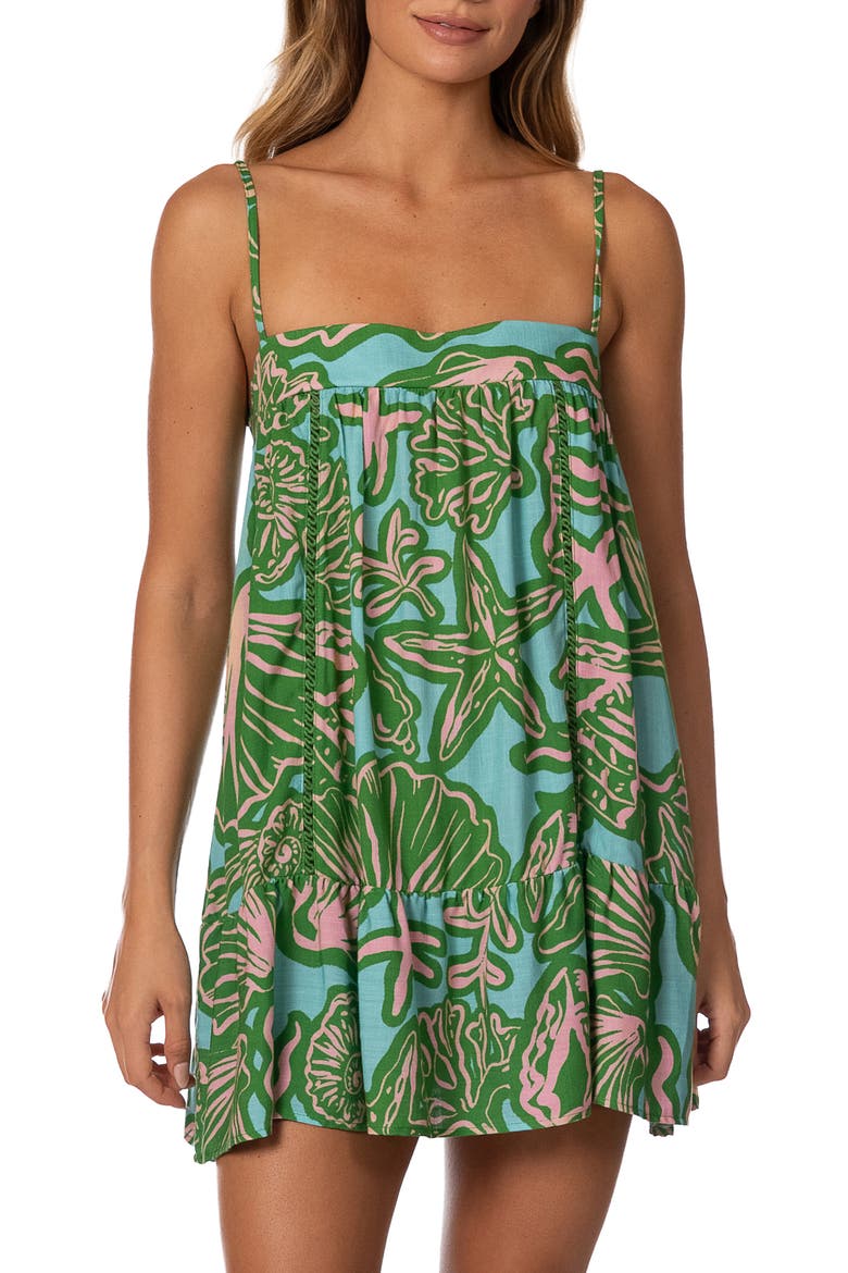 Seashell Whispers Guilia Cover-Up Dress, Main, color, DARK GREEN