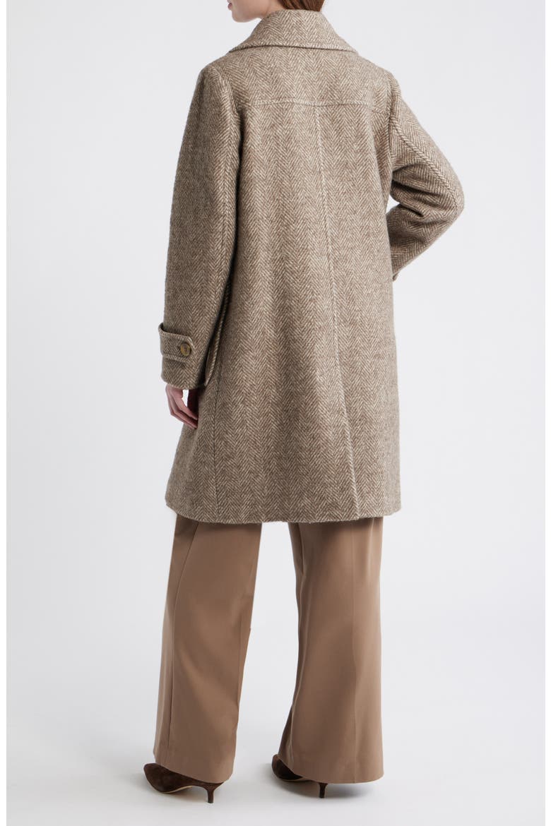 Double Breasted Wool Blend Herringbone Coat, Alternate, color, OATMEAL HERRINGBONE