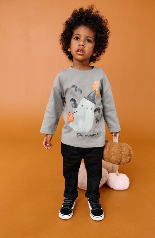 Next Kids' Halloween Long Sleeve Cotton Graphic T-shirt In Gray