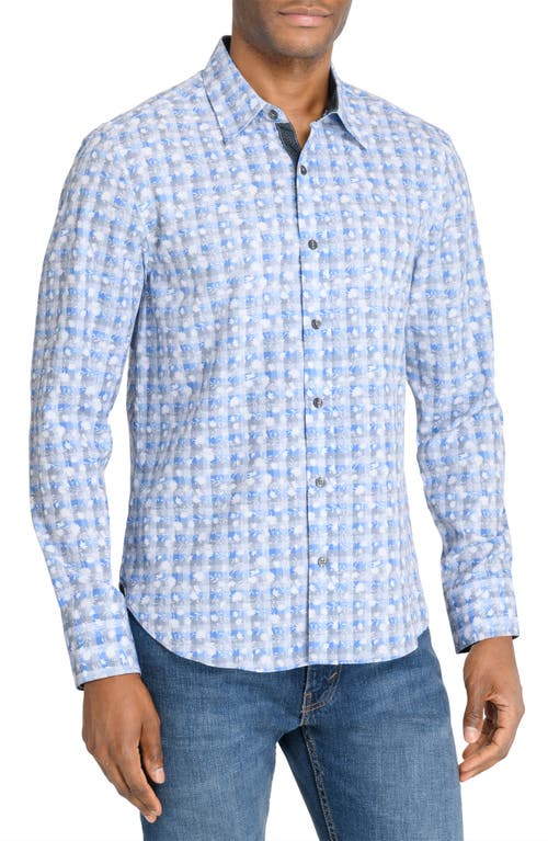Construct Floral Slim Fit 4-way Stretch Button-up Shirt In Grey