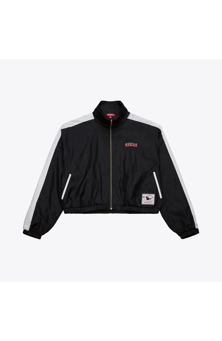 Mitchell & Ness Women's Mitchell & Ness Black San Francisco 49ers Nylon Cropped Full-Zip Jacket, Main, color, Black