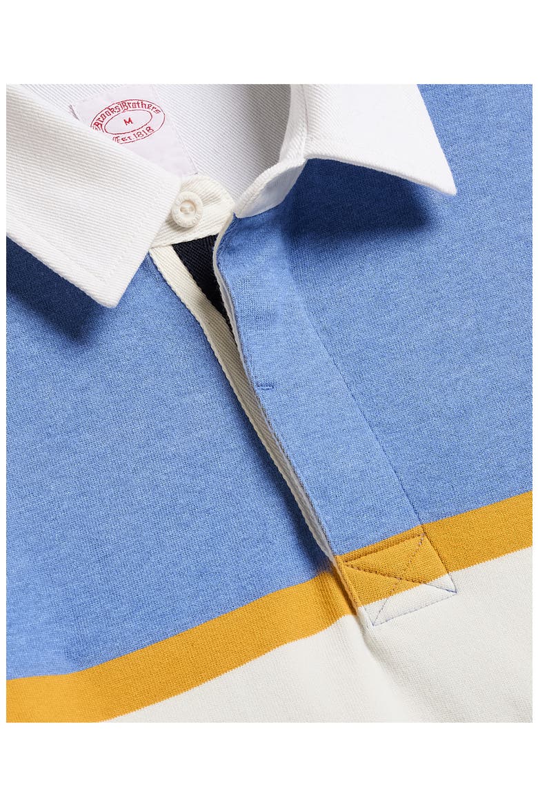 Long Sleeve Non-Iron Twill Rugby Polo, Alternate, color, BLUE MULTI