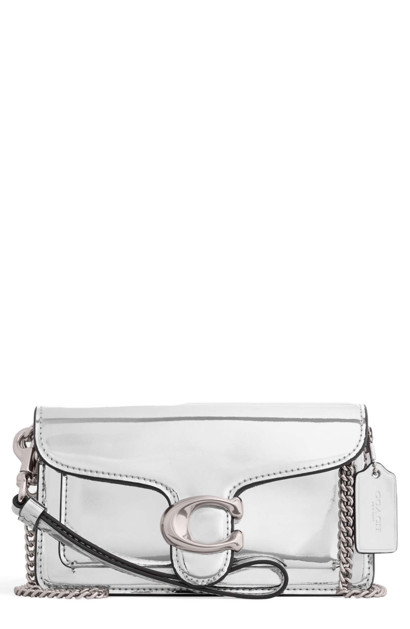 COACH Tabby Metallic Leather Wristlet, Main, color, 