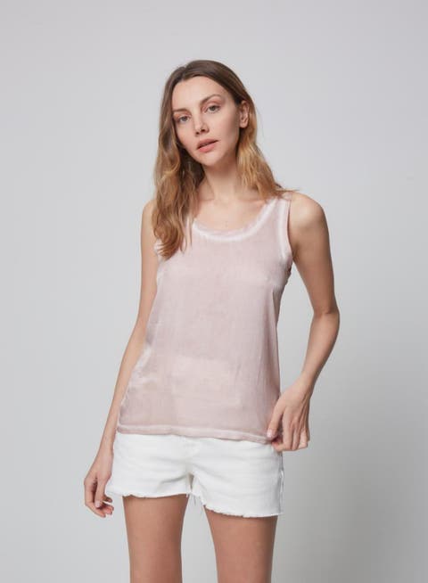 Linen Silk Hand Dye Scoopneck Tank