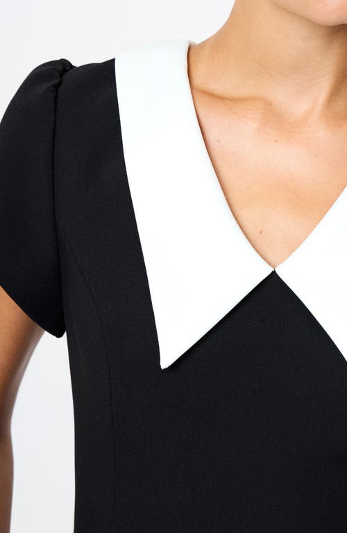 French Connection Azra Oversize Collar Top In Blue
