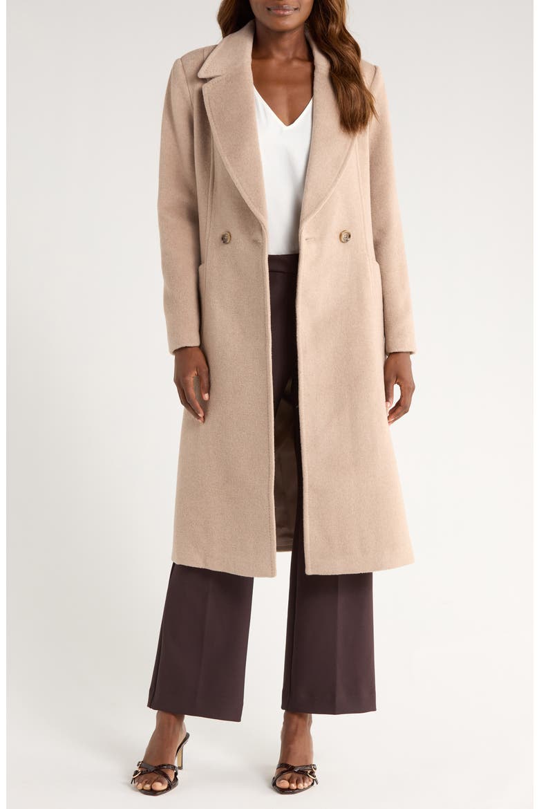 Belted Wool Blend Longline Coat, Alternate, color, OATMEAL