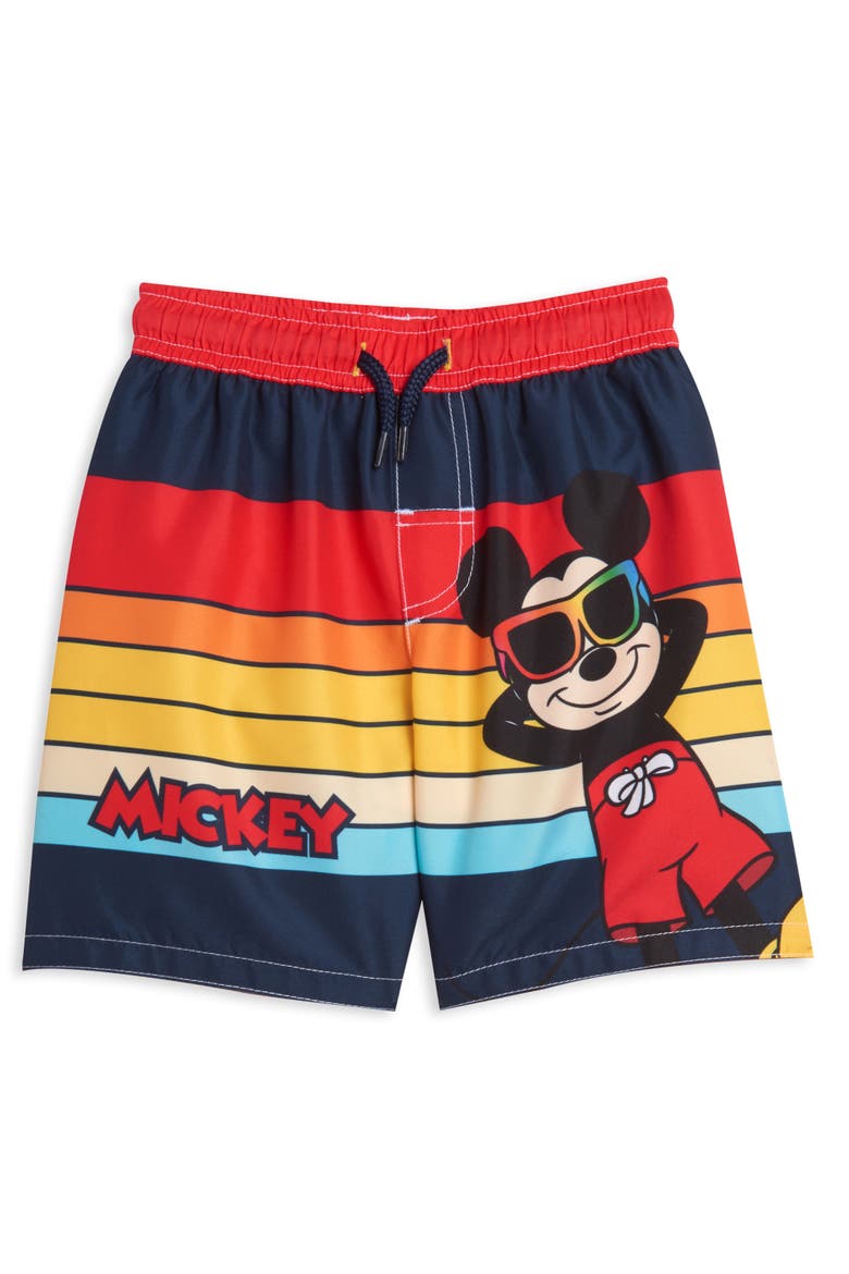 Mickey Mouse Swimwear 2-Piece Rash Guard and Swim Trunks Set, Alternate, color, Mickey Red Multi