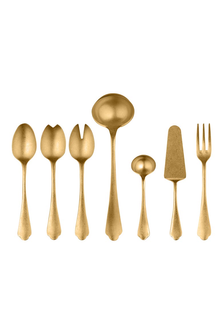 Dolce Vita Pewter 7-Piece Place Serving Set, Main, color, GOLD