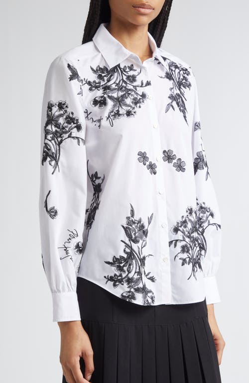 Cinq À Sept Esha Wildflower Whimsy Button-up Shirt In White