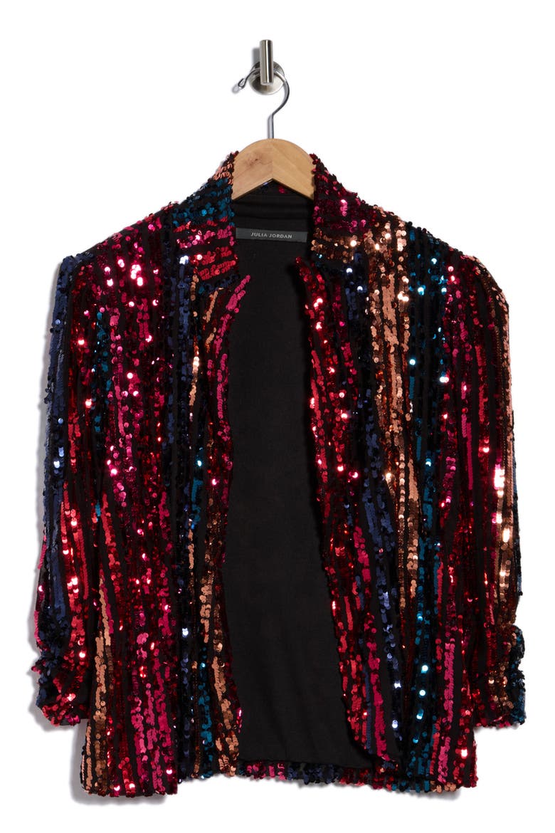 Sequin Stripe Blazer, Alternate, color, PINK MULTI