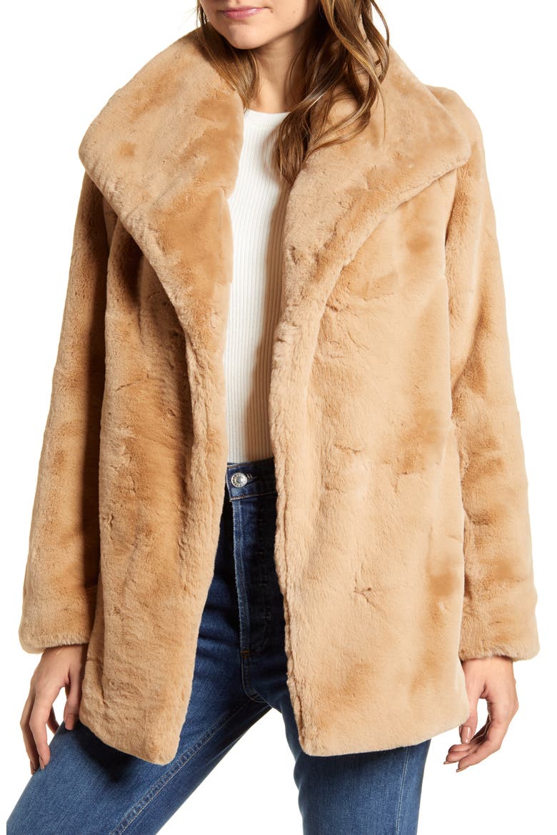 Faux Fur Jacket, Main, color, TAN