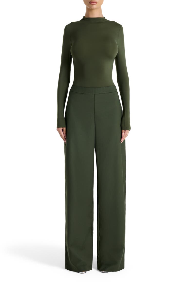 Naked Wardrobe High Waist Wide Leg Pants, Alternate, color, Olive