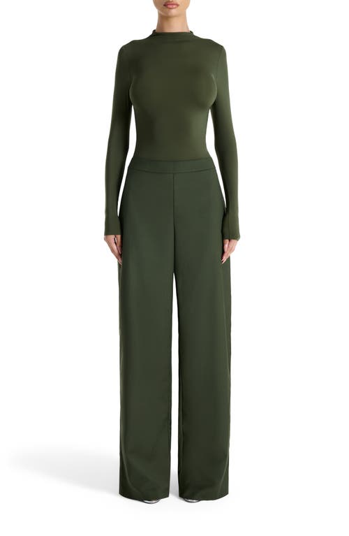 Naked Wardrobe High Waist Wide Leg Pants In Green