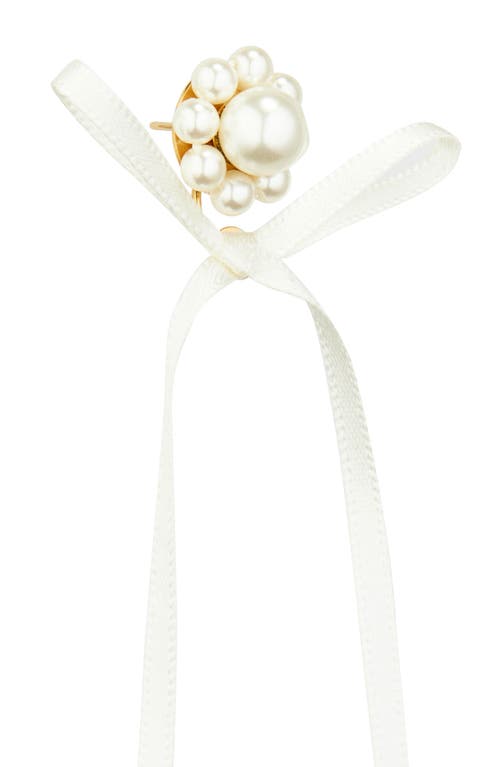 Simone Rocha Ribbon Bow Drop Earrings In Pearl