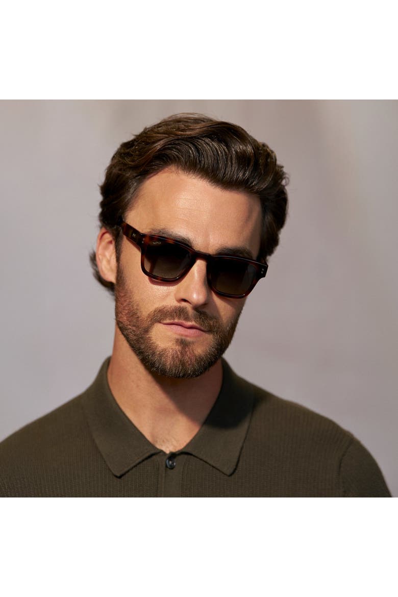 Wayne - 50mm Rectangular Polarized Sunglasses, Alternate, color, Havana Tortoise